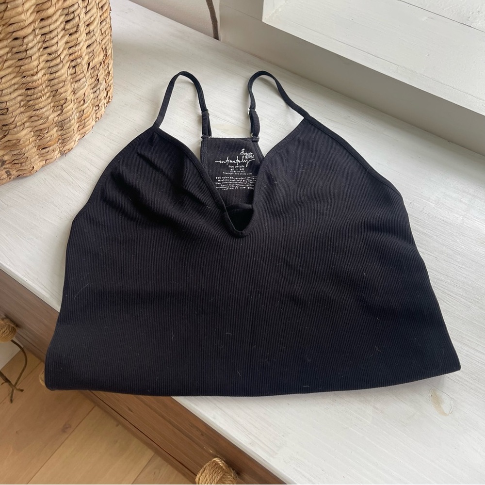 Free People Black Ribbed Seamless Bodysuit